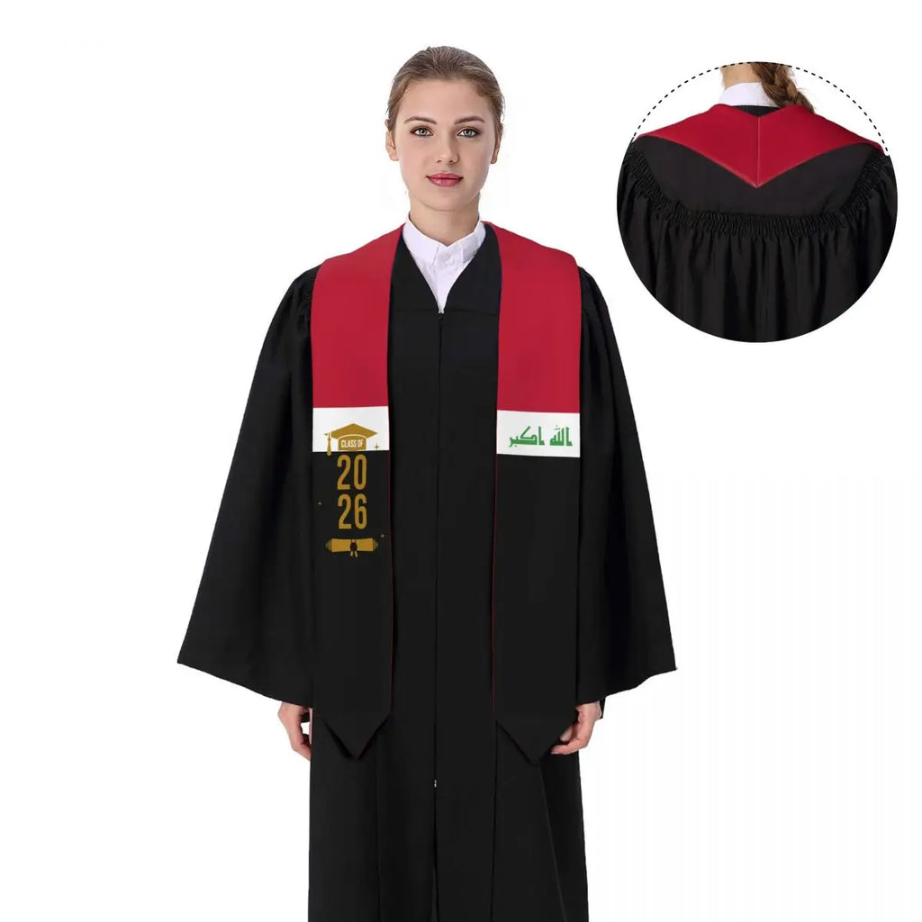 Class Of 2026 Iraq Flag Graduation Stole Sash Scarf For International Students Proud 183CM Long
