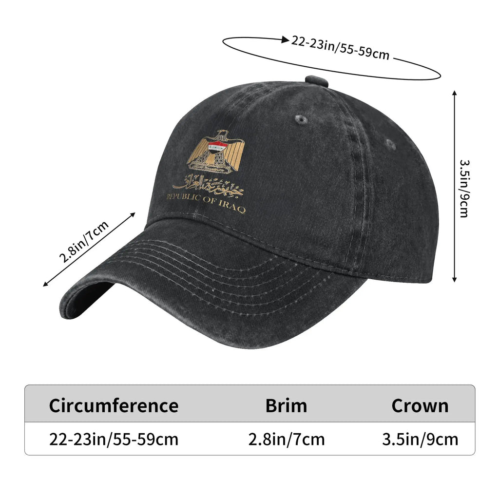 Iraq Flag On Iraqi Emblem In Golden Casual Baseball Cap For Men Women