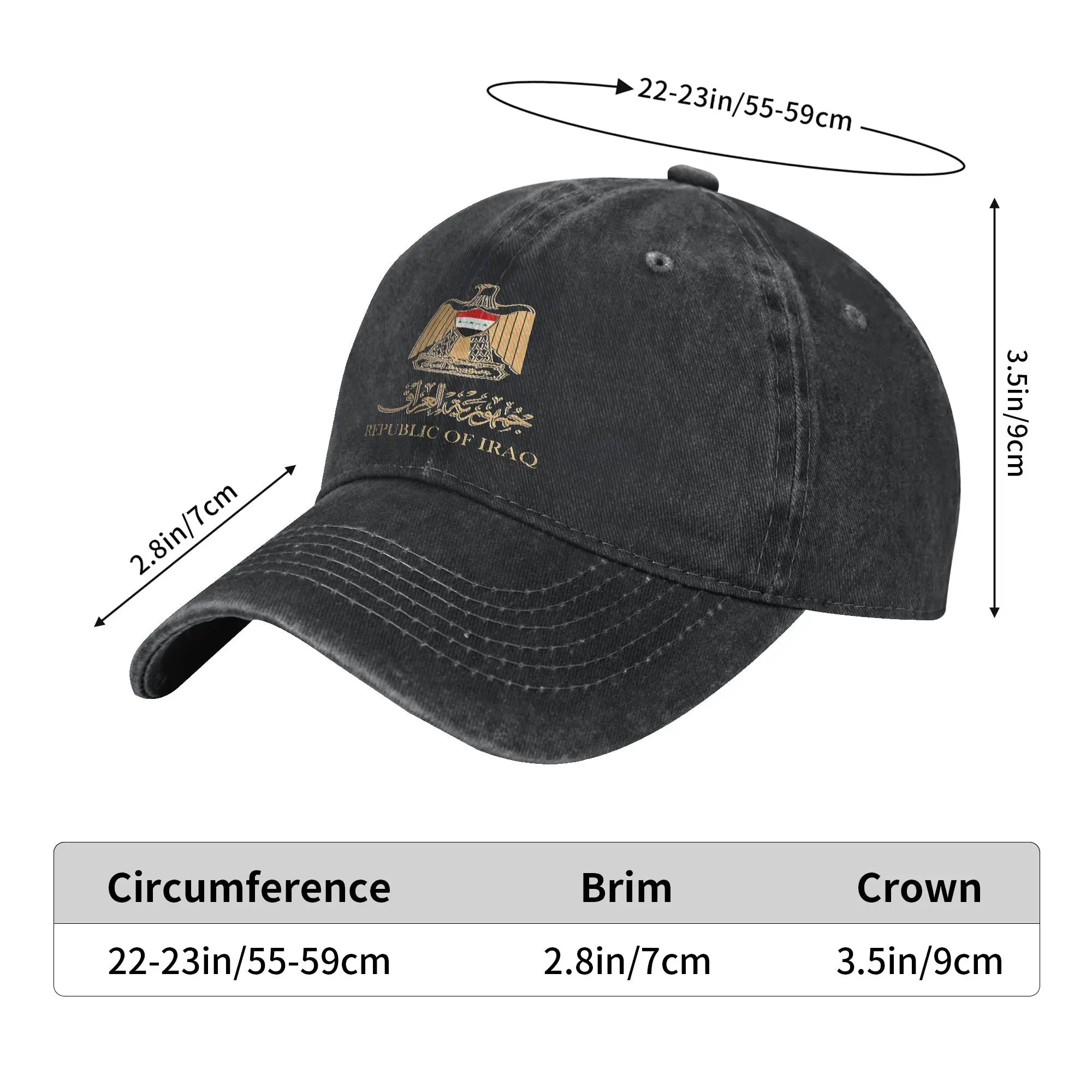 Iraq Flag On Iraqi Emblem In Golden Casual Baseball Cap For Men Women