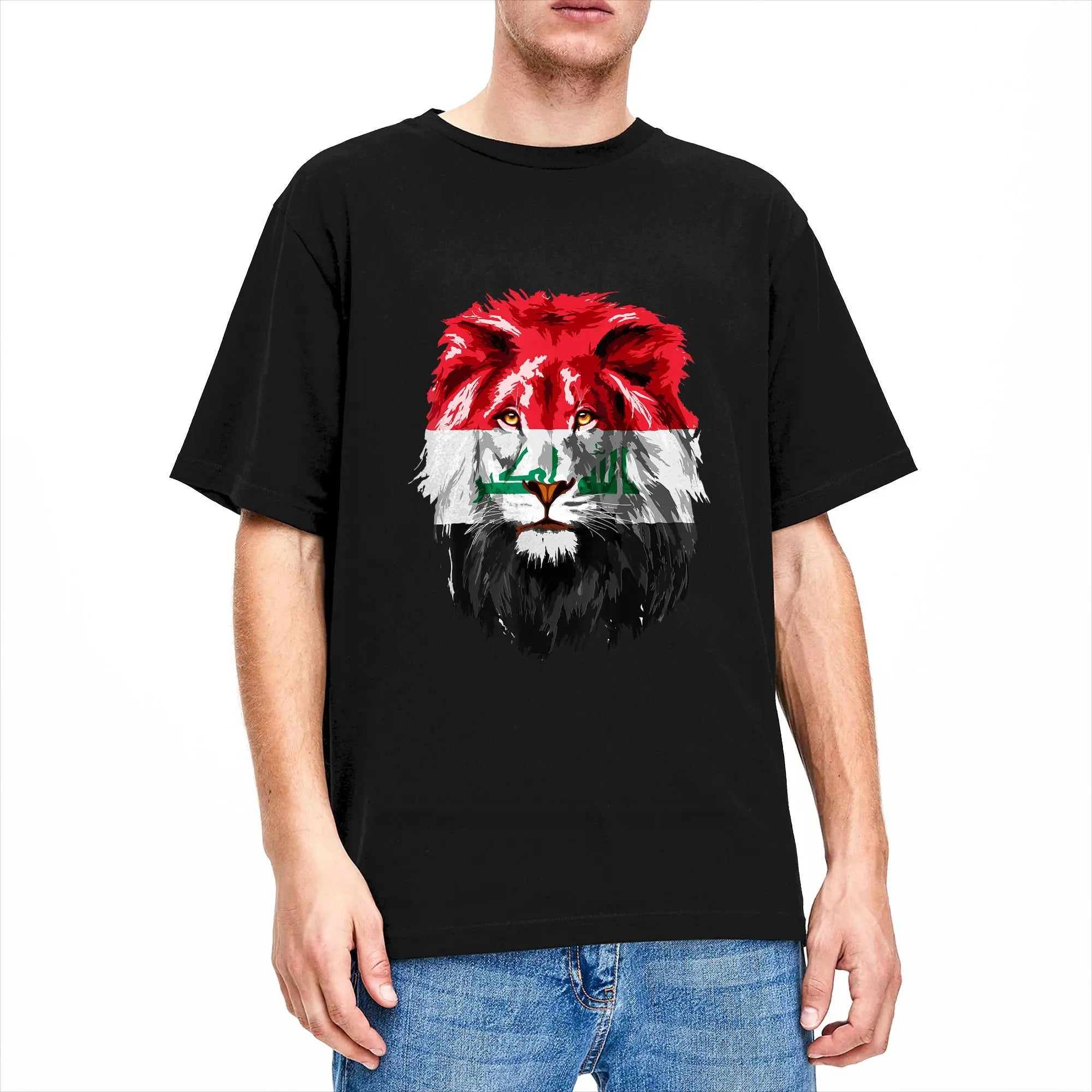 Iraqi Flag Iraq Lion Face Iraq Flag T-Shirt for Men