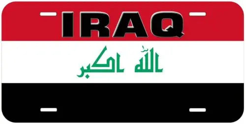 Iraq Flag with Country Name Novelty Car Tag License Plate Aluminum