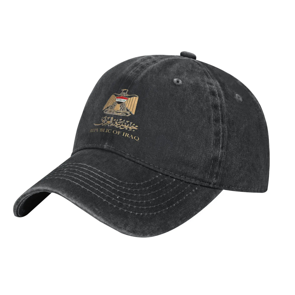 Iraq Flag On Iraqi Emblem In Golden Casual Baseball Cap For Men Women