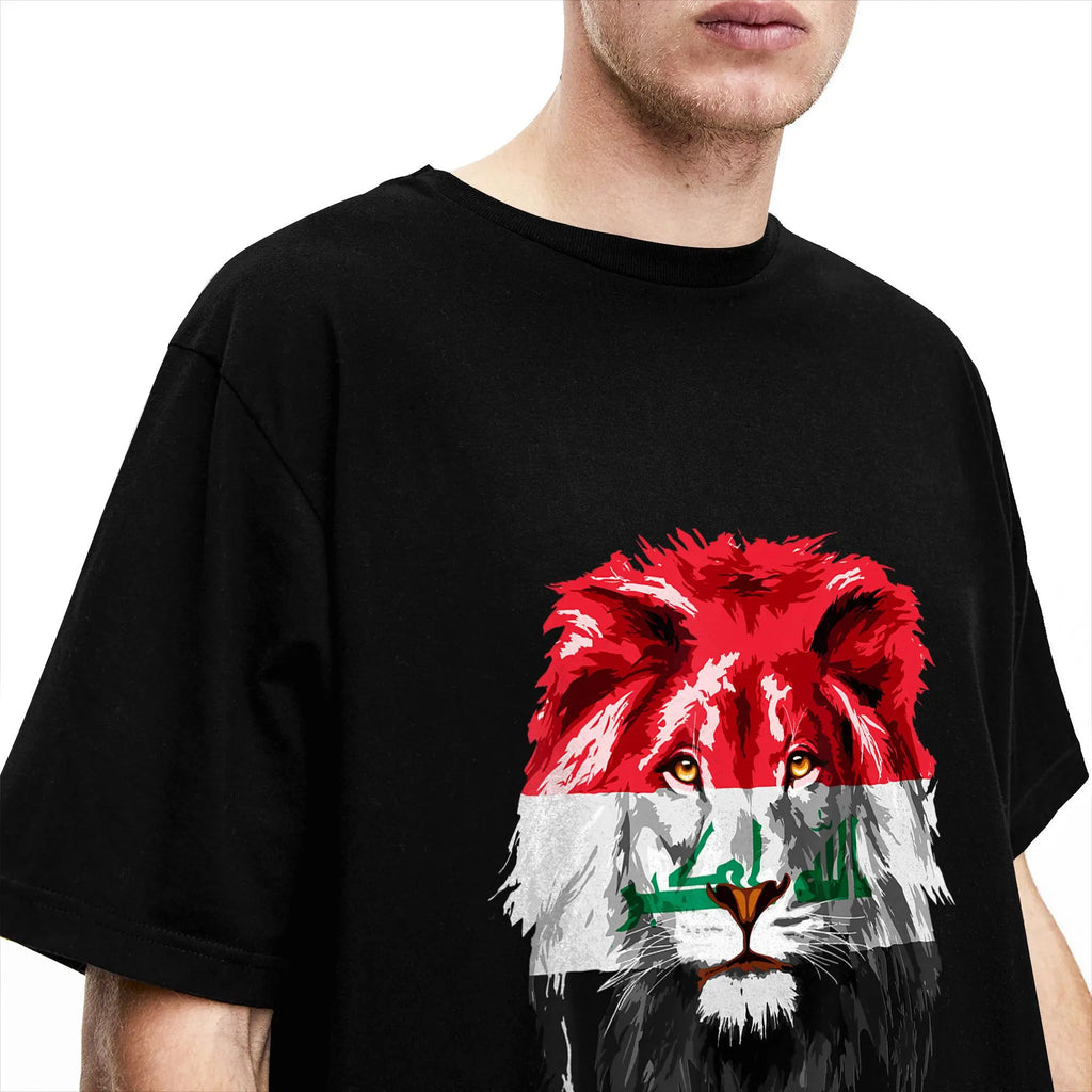 Iraqi Flag Iraq Lion Face Iraq Flag T-Shirt for Men
