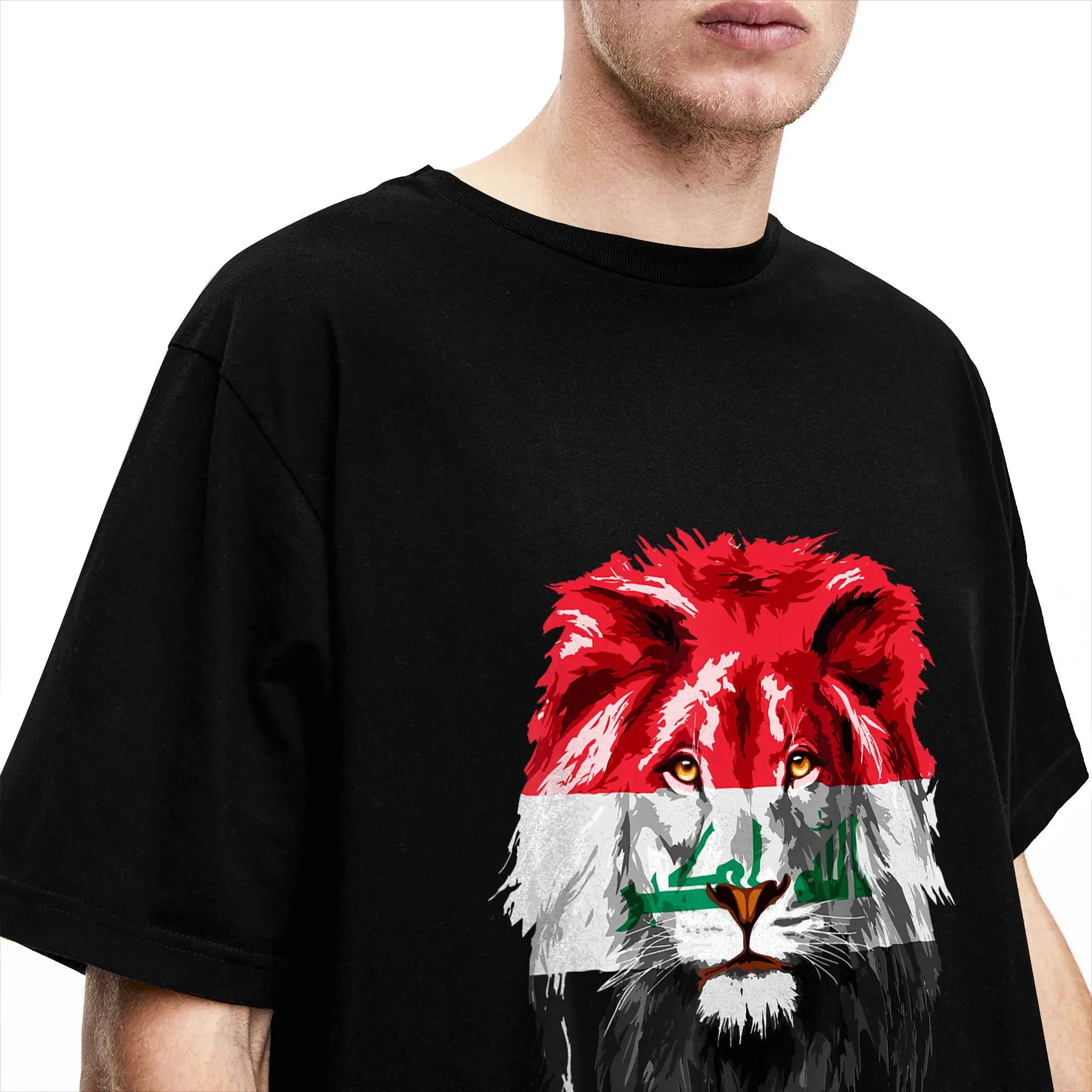 Iraqi Flag Iraq Lion Face Iraq Flag T-Shirt for Men