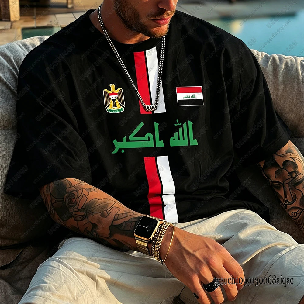 Summer New Iraq Football Jersey Men's Sports T-shirts Cycling Shirts Iraq Flag