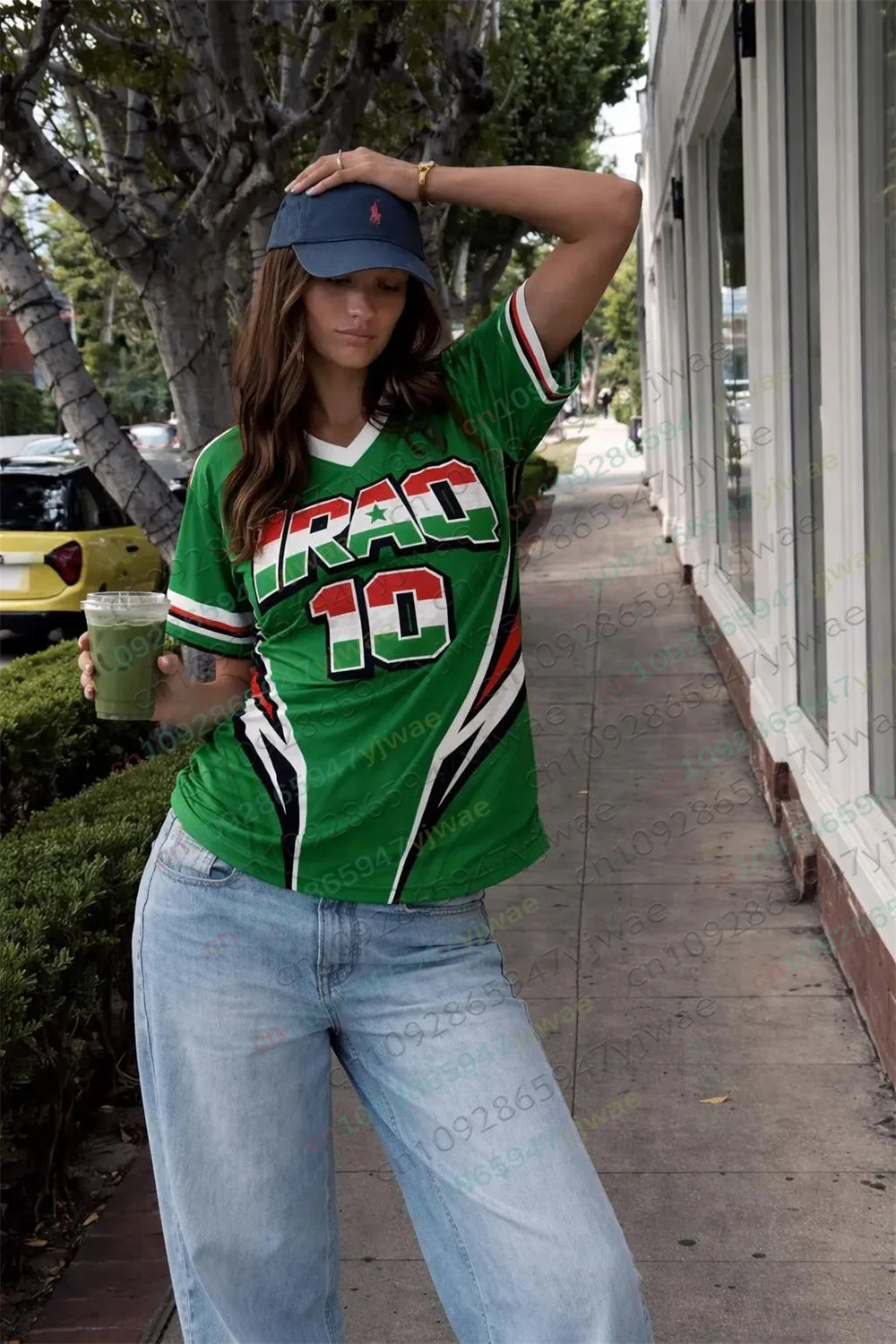 Iraq Soccer Jersey Green Football Jersey Short Sleeved Streetwear Loose Breathable Top Women's T-shirt Kid's T-shirt Beach Tee