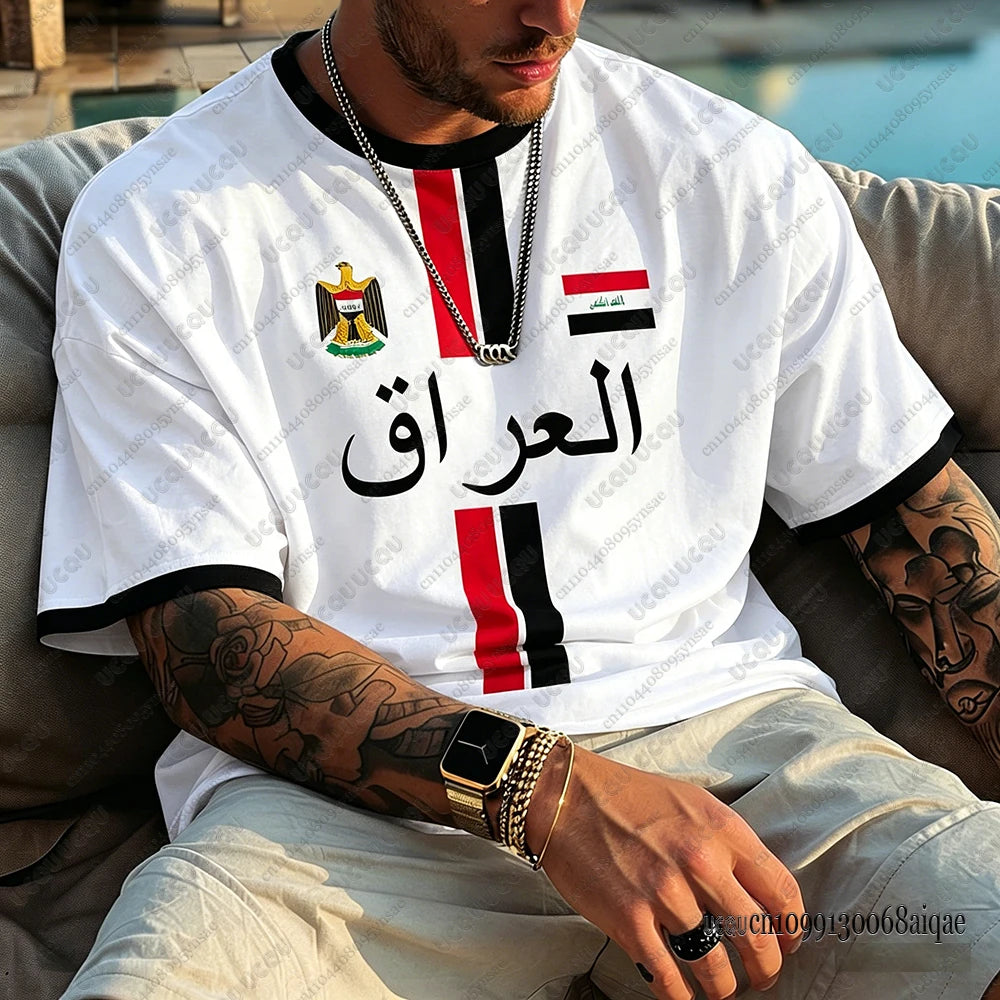 Summer New Iraq Football Jersey Men's Sports T-shirts Cycling Shirts Iraq Flag