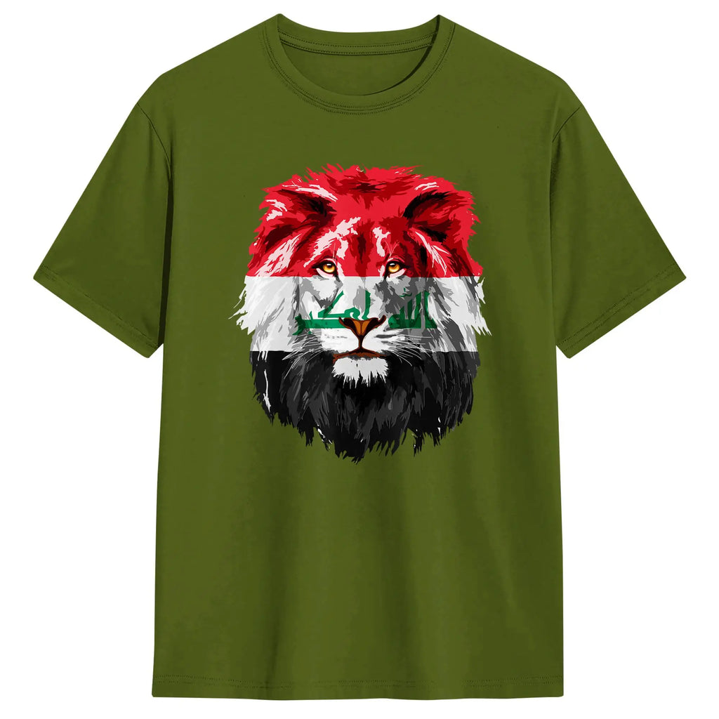 Iraqi Flag Iraq Lion Face Iraq Flag T-Shirt for Men