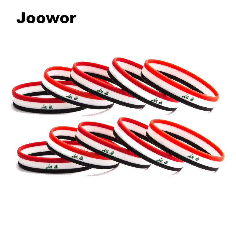 1pc Iraq Flag Silicone Bracelets Wristband Kids Children Women Men Sport Love Friend Family